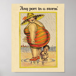 Póster Gorda Engraçada na Praia