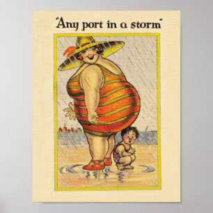 Póster Gorda Engraçada na Praia