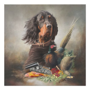 Póster Gordon setter com faisões, Art