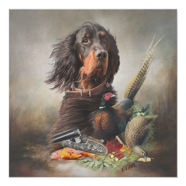 Póster Gordon setter com faisões, Art (Frente)