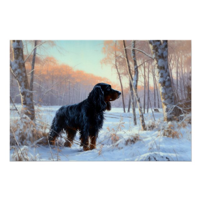 Póster Gordon Setter Natal Nevado (Frente)