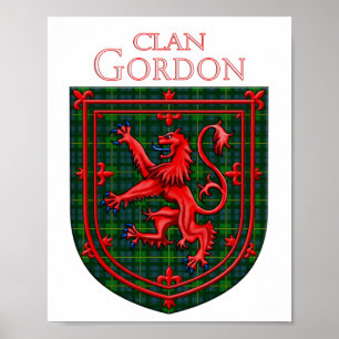 Poster Gordon Tartan Scottish Xadrez Lion Rampant
