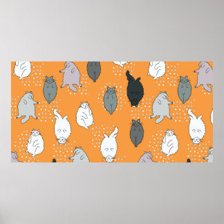Poster GORDURA, felinos fofos estão deitados nas costas. 