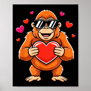 Poster Gorila legal segurando coração do dia dos namorado