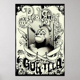 Póster Gorila vermelho do rum