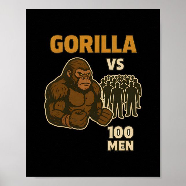 Poster Gorila vs 100 homens batalha épica (Frente)