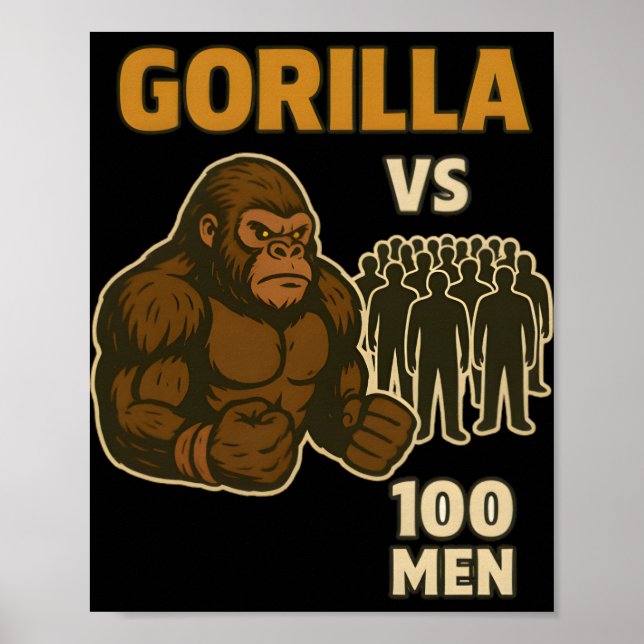 Poster Gorila vs 100 homens batalha épica (Frente)