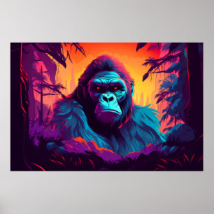 Poster Gorilla Ape Animal Jungle Natureza Selvagem