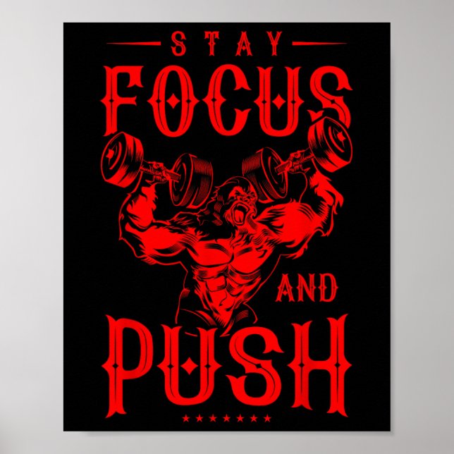Poster Gorilla Beast Quote Workout Malhação Bodybuilding  (Frente)