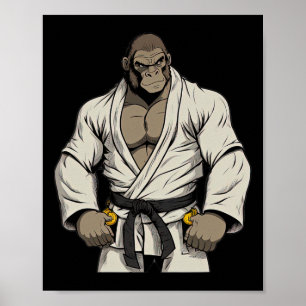 Poster Gorilla In Keikogi - Karateka Japonês