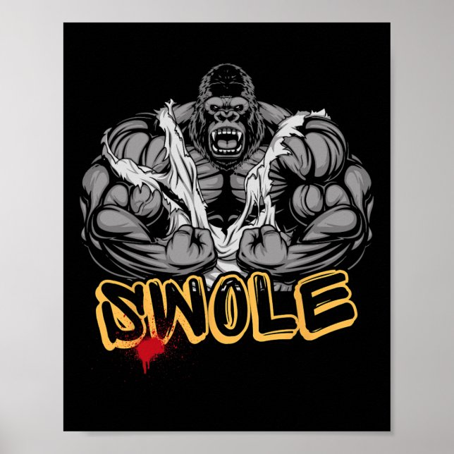 Poster Gorilla Mode Strong Bodybuilding Workout Muscle Sw (Frente)