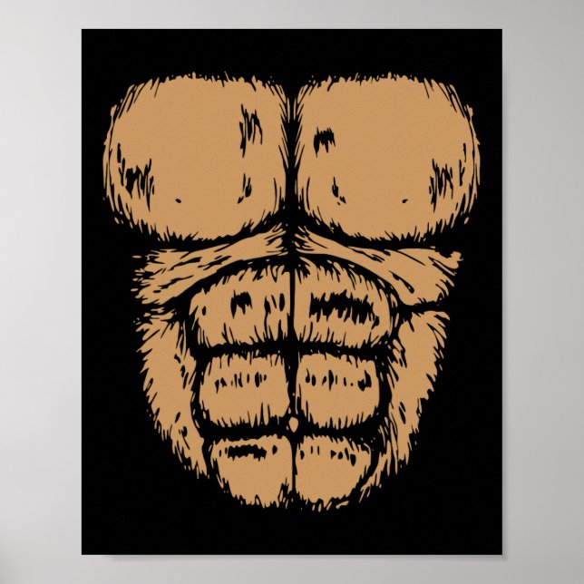 Poster Gorilla Monkey Belly Chest Costume Diy Halloween (Frente)