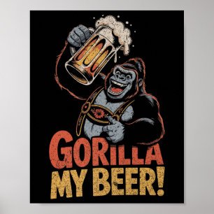 Poster Gorilla My Beer Engraçado Ape Caneca de cerveja Pa