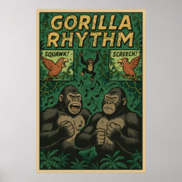 Poster Gorilla Rhythm Jungle - Musical Willife