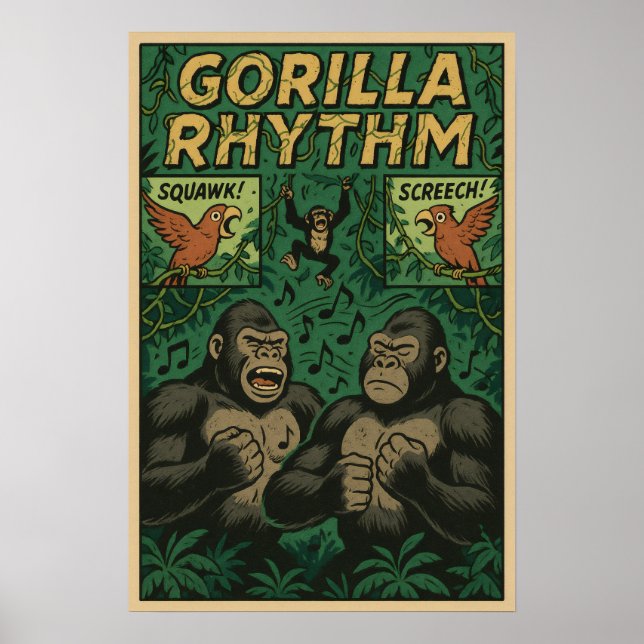 Poster Gorilla Rhythm Jungle - Musical Willife (Frente)