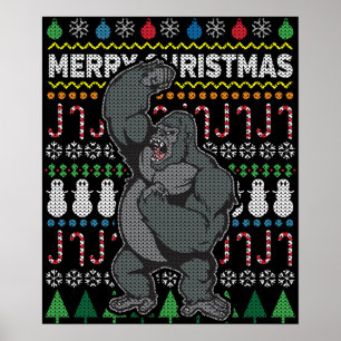 Póster Gorilla Ugly Christmas Sweater Wildlife Series