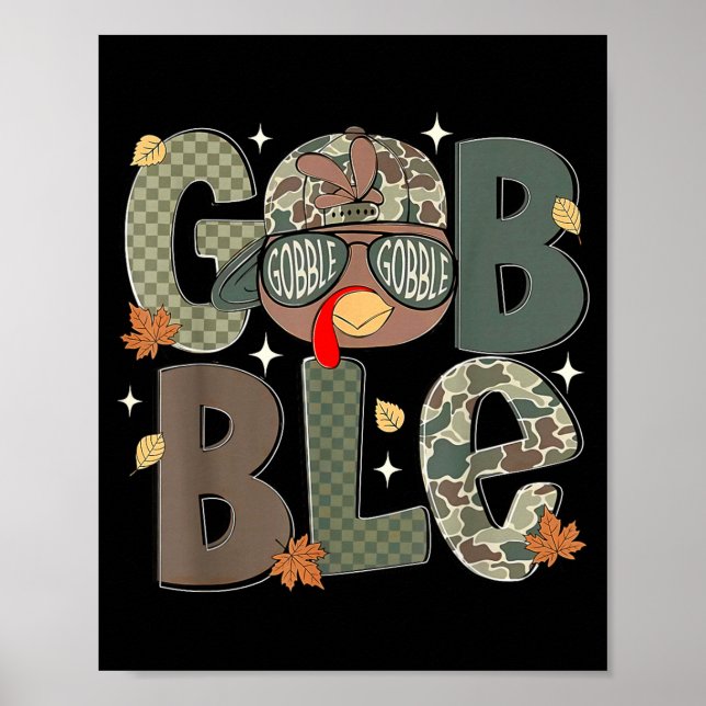 Poster Gorro Camuflado de Peru Gobble Dia de Ação de Graç (Frente)