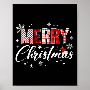 Poster Gorro de Natal Vermelho Xadrez de Búfalo do Papai