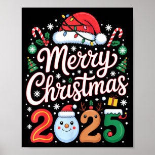 Poster Gorro de Papai Noel Vermelho Rena Natal Alegre Xma