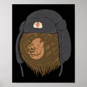 Poster Gorro de Pelo de Urso Russo - Ushanka Chapka Ussr 