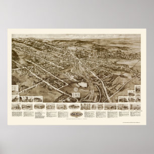Póster Goshen, mapa panorâmico de NY - 1922