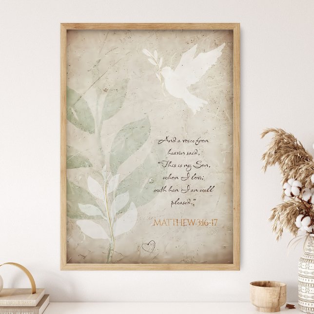 Poster Gospel, Matthew 3:16-17; Scripture Wall Art, Bible (Criador carregado)