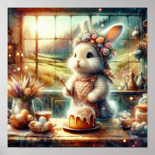 Poster Gostosuras da Páscoa com Coelhinho Padeiro em Aqua