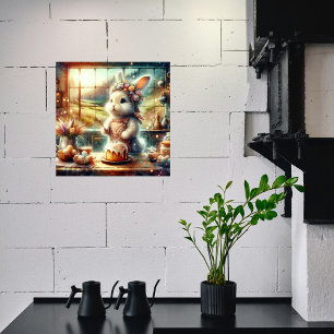Poster Gostosuras da Páscoa com Coelhinho Padeiro em Aqua
