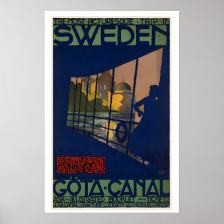 Poster Göta Canal The Most Picturesque Sweden Vintage