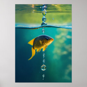Poster Gota de Água se Transforma em Peixe Mergulhador co