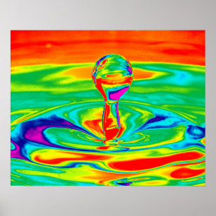 Póster Gotas de água em cores psicodélicas Poster/Impre