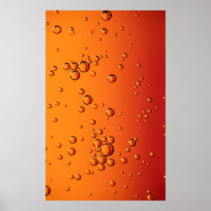 Poster Gotas de água na superfície laranja