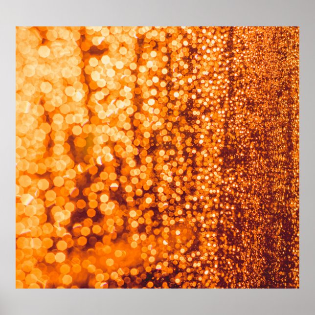 Poster Gotas de chuva laranja no vidro, fundo de abstrato (Frente)