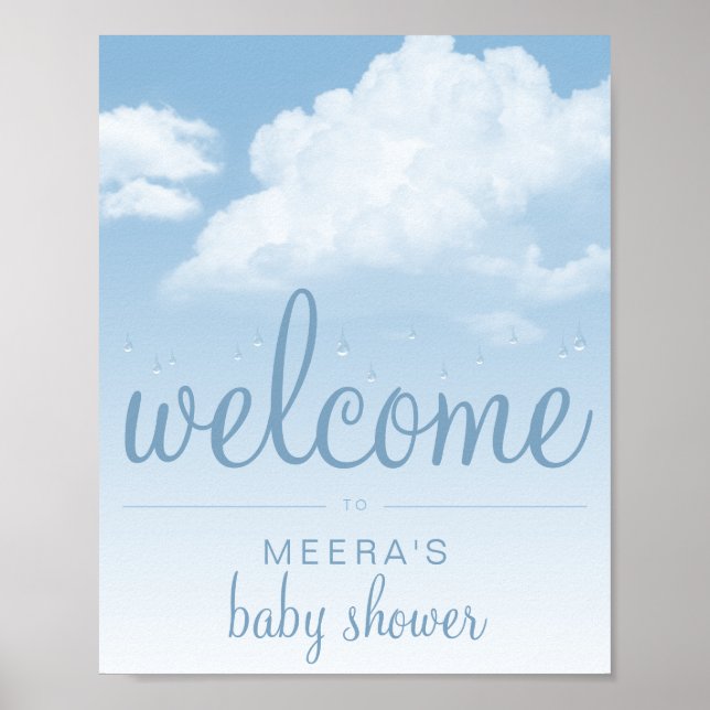 Poster Gotas de Chuva na Nuvem Fofa Boas-Vindas (Frente)