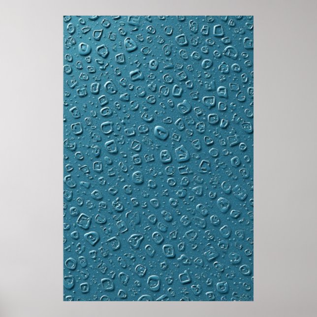 Poster Gotas digitais em relevo na superfície azul (Frente)