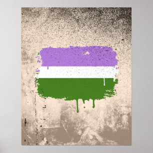 PÓSTER GOTEJAMENTO DA BANDEIRA DE GENDERQUEER