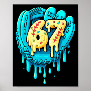 Poster Gotejamento de Beisebol 6 7 Número 67 Seis Sete Me