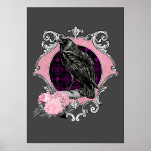 Poster Goth Raven Rose Frame