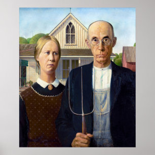 Poster Gothic Americano de Grant Wood 