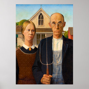 Poster Gothic Americano por Grant Wood