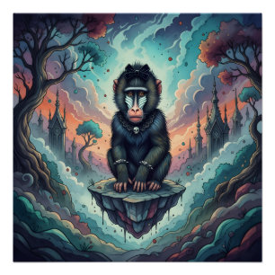 Póster Gothic Baboon Dreamscape