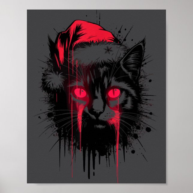 Poster Gothic Christmas Nge Horror Cat Santa Hat Witchy X (Frente)