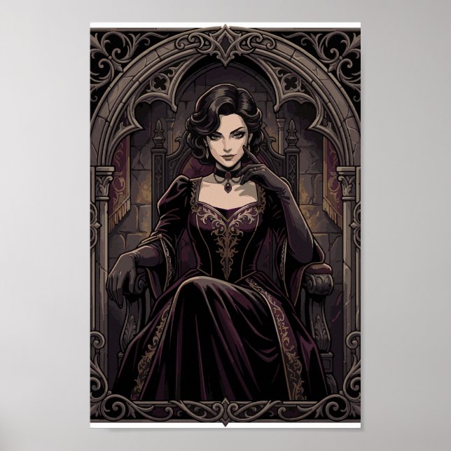 Poster Gothic Dark Queen Vampire Royalty Fantasy Portrait (Frente)