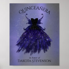 Poster Gothic Fairy Indigo Gown | Dark Royal Purple Sheen