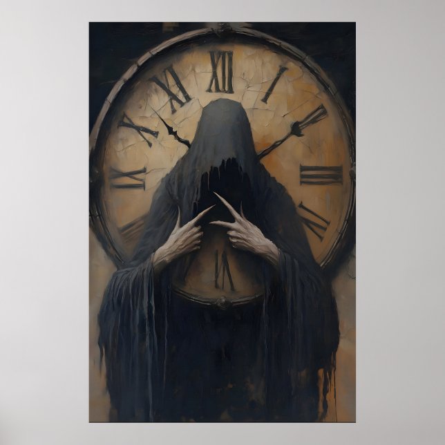 Poster Gothic Grim Reaper Clock Art Printable Dark (Frente)