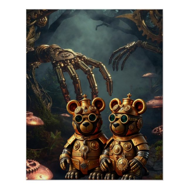Póster Gothic Mechanical Dark Forest Steampunk Gummy Bear (Frente)