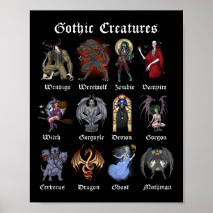 Poster Gothic Mythical Creatures