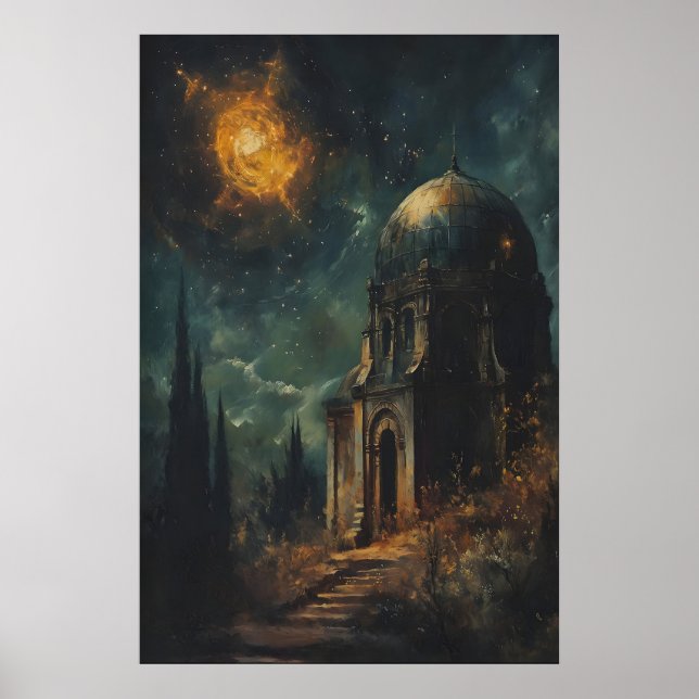 Poster Gothic Observatory Space Printable Dark Fantasy (Frente)