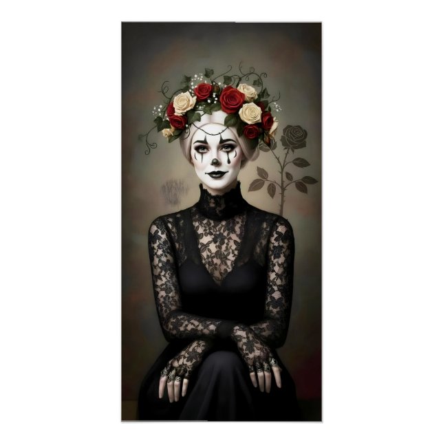 Póster Gothic Rose Queen – Dark Romantic Art with Skeleto (Frente)