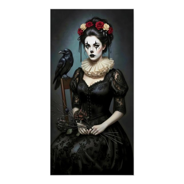 Póster Gothic Rose Queen – Dark Romantic Art with Skeleto (Frente)